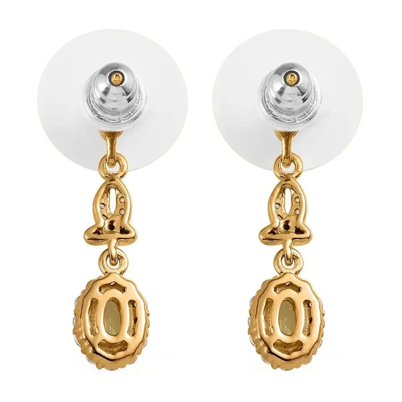 *RARE* Natural Chrysoberyl and White Zircon Dangle Earrings. - Picture 4 of 5